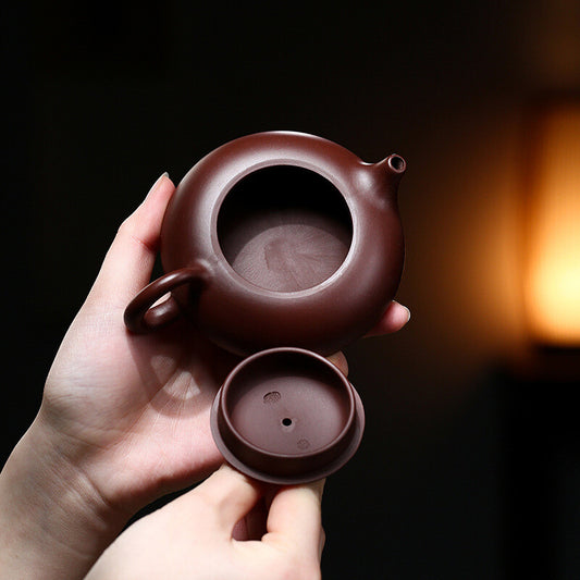 Collect Chinese Yixing Zisha Pottery Purple Zhu Clay 150ML Mesh Xishi Teapot