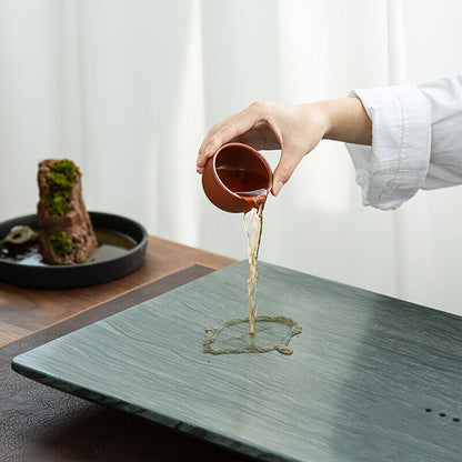 Chinese Style Natural Stone Tea Tray Water Draining Tea Boat Simple Pattern New