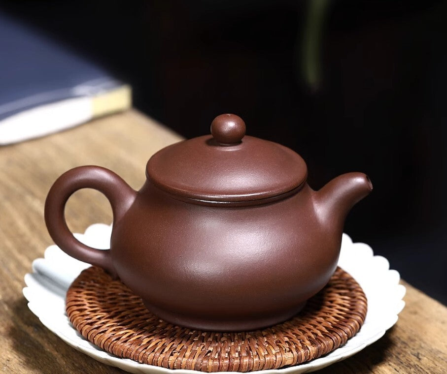 260cc chinese Yixing Handmade Zisha Purple clay Teapot Pan Hu Tea Pot