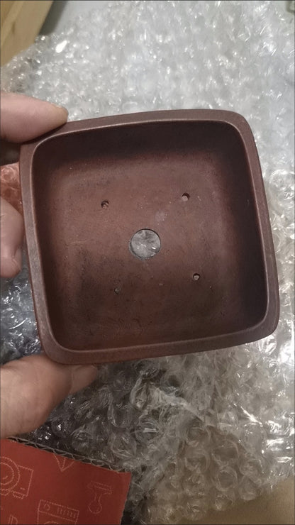 Zisha Flower Pot Round Square Mud Painting 8.8cm Succulent Pot