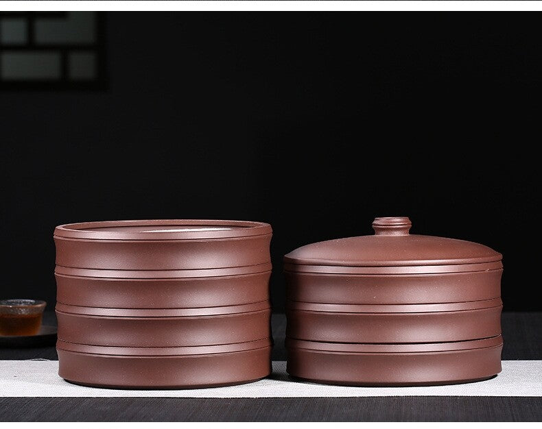 Chinese Tea Cainster With Lid Real Yixing Zisha Jar For Pu'er Tea Cake Storage