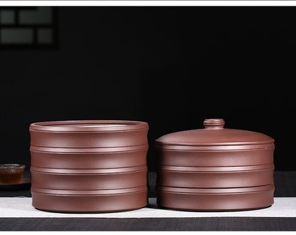 Chinese Tea Cainster With Lid Real Yixing Zisha Jar For Pu'er Tea Cake Storage