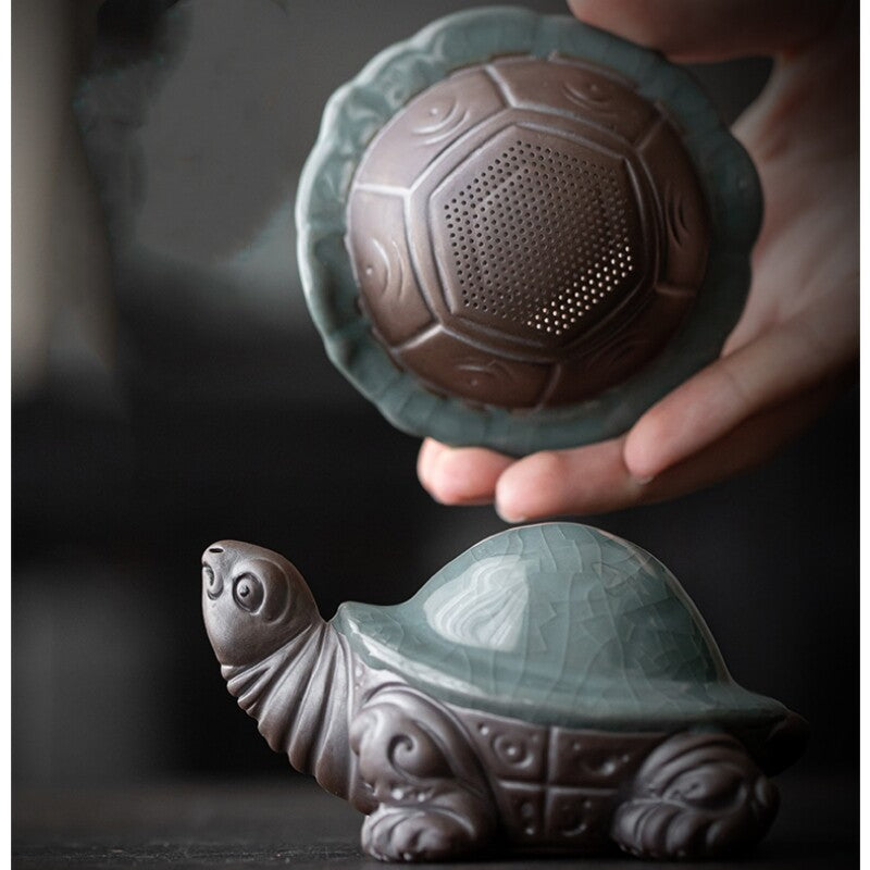Creative Tea Pet Turtle Filter Net Statue Multi Functional Tea Tool Porcelain