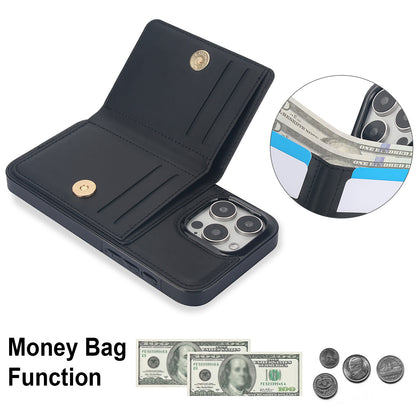 Wallet Case for iPhone 16e 15 14 13 12 11 Pro Max SE 2022 XR with Rotation Ring