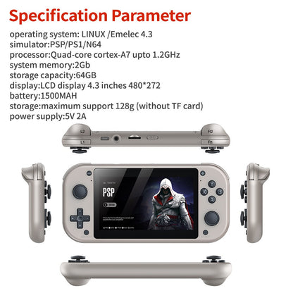 M17 Retro Handheld Video Game Console Open Source Linux System 4.3 Inch IPS Scre