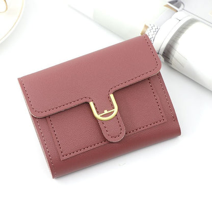 Short Wallet Heart-Shaped Card Bag Simple Square 3fold Coin Purse 9.5*11.5*1.5CM
