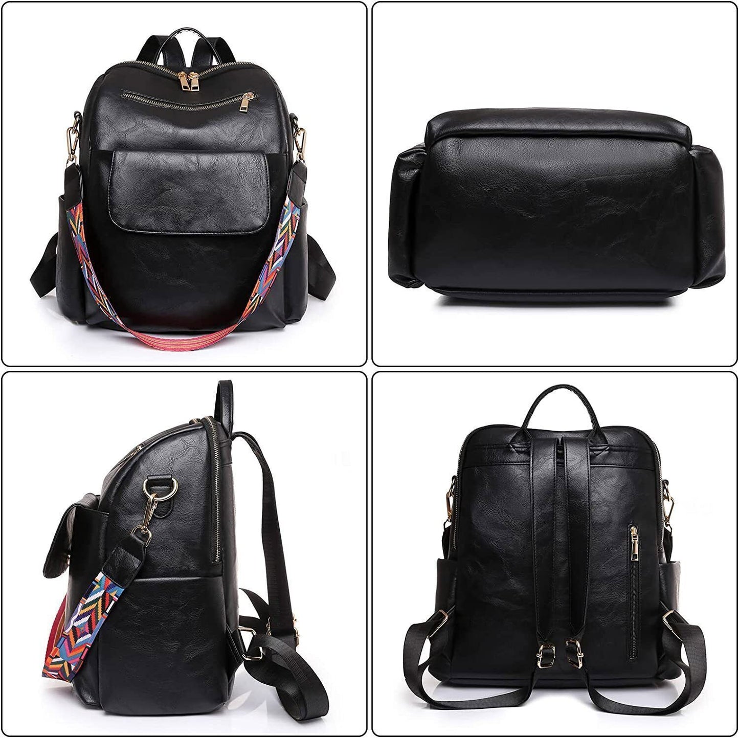 Girl Women Retro Fashion Backpack PU Leather Shoulder Handbag Travel Bag Satchel