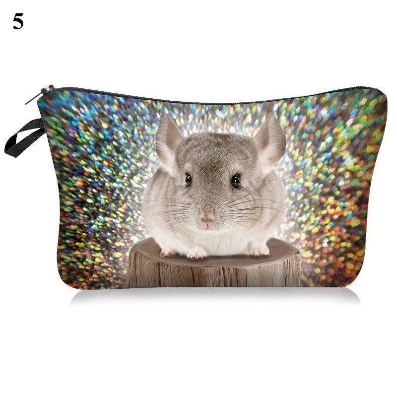 3D Pug Dog Printed Cosmetic Bag Cute Makeup Organizer Bag Travelling Handbag 1PC