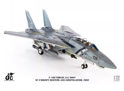 JC Wings 1:72 F-14D TOMCAT,US NAVYVF-2 BOUNTY HUNTERS 2002 Fighter Diecast Model