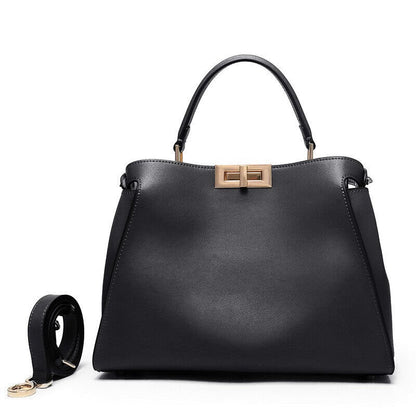 28/32cm Trapezoid Real Leather Tote Handbag Purse Fashion Shoulder Bag Briefcase
