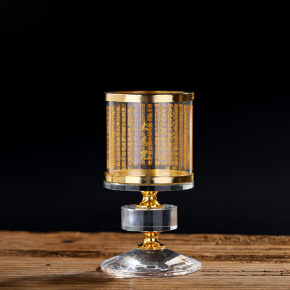 4.3" Buddhist Crystal Oil Lamp Holder Windproof Lampshade Buddha Hall Ornaments