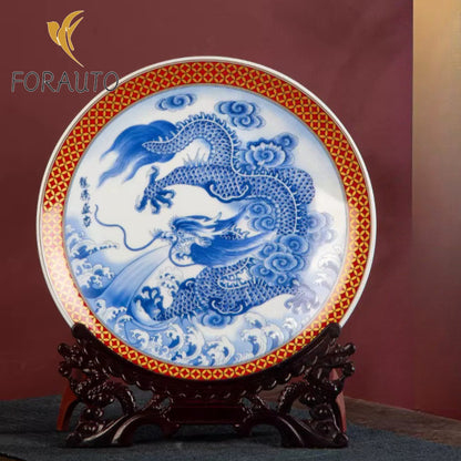 Jingdezhen ceramic plate decoration 26cm 10.0 inch Chinese living room decoration -