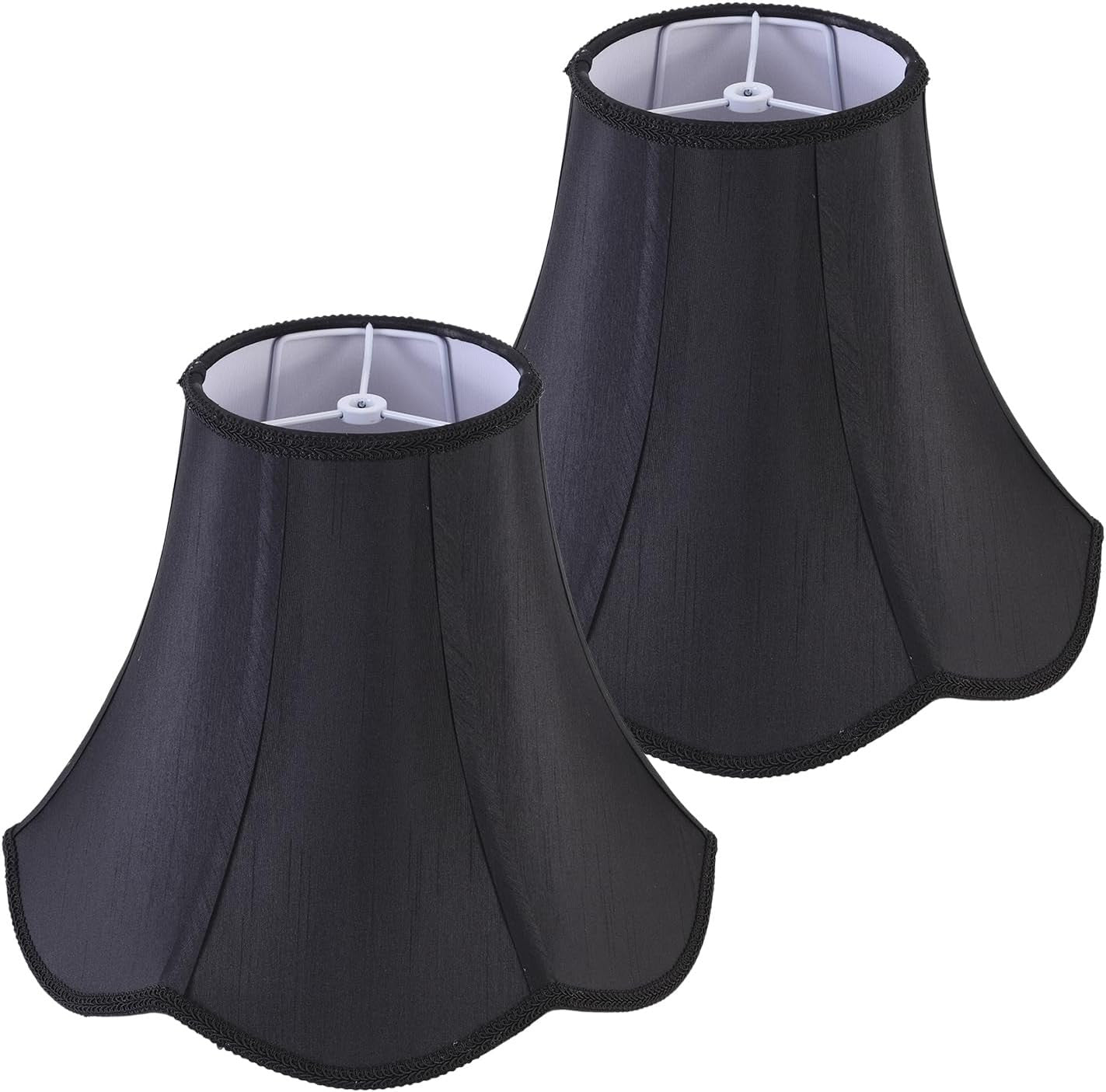 2 Pcs Scalloped Lamp Shades Black Scallop Lamp Shade 6.7``Top X 13``Bottom X 10`
