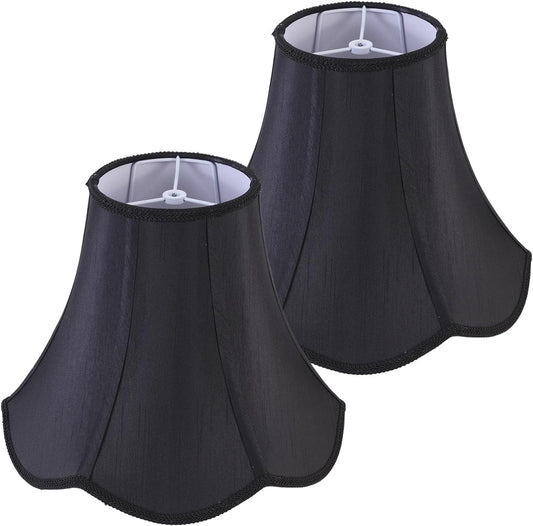 2 Pcs Scalloped Lamp Shades Black Scallop Lamp Shade 6.7``Top X 13``Bottom X 10`
