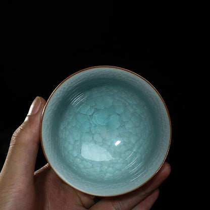 One Cup Porcelain Crackle Glaze Tea Cup Chinese Kungfu Cup Celadon Ceramic Cups