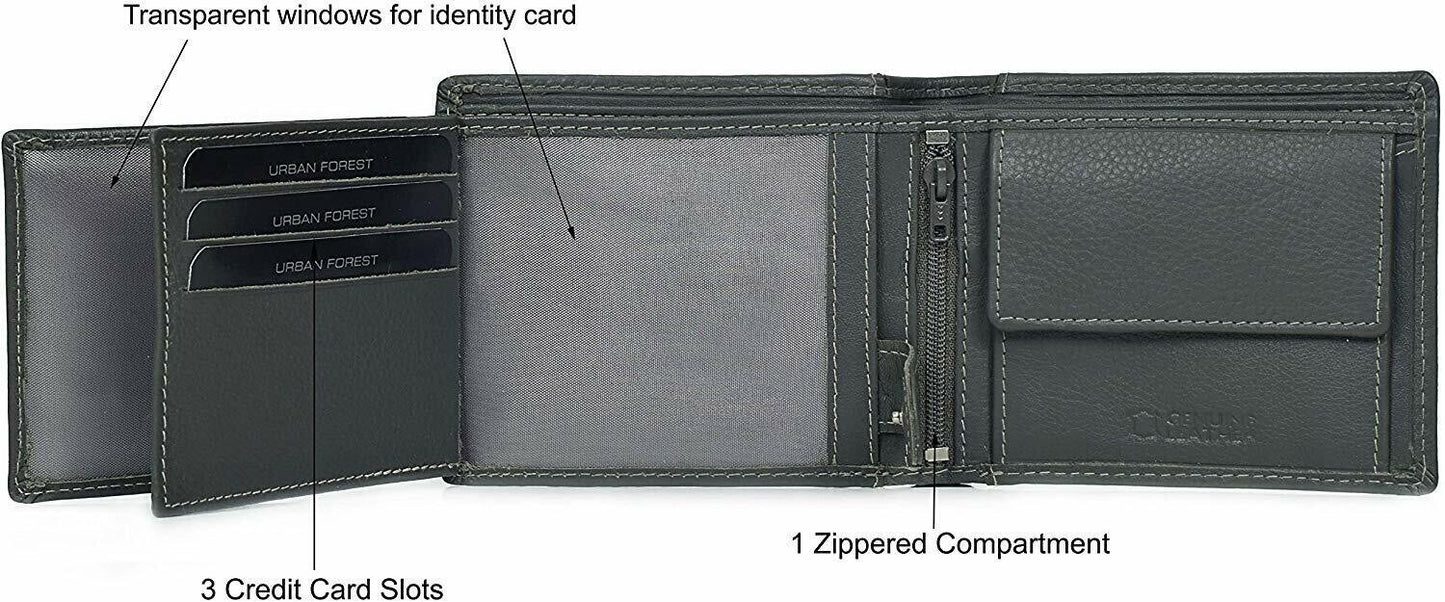 New Men's Grey Colour Leather Bi-fold Wallet Gift Item