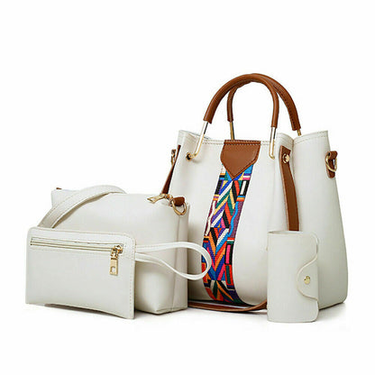 4Pcs/Set Women Lady Leather Handbags Messenger Shoulder Bags Tote Satchel Purse