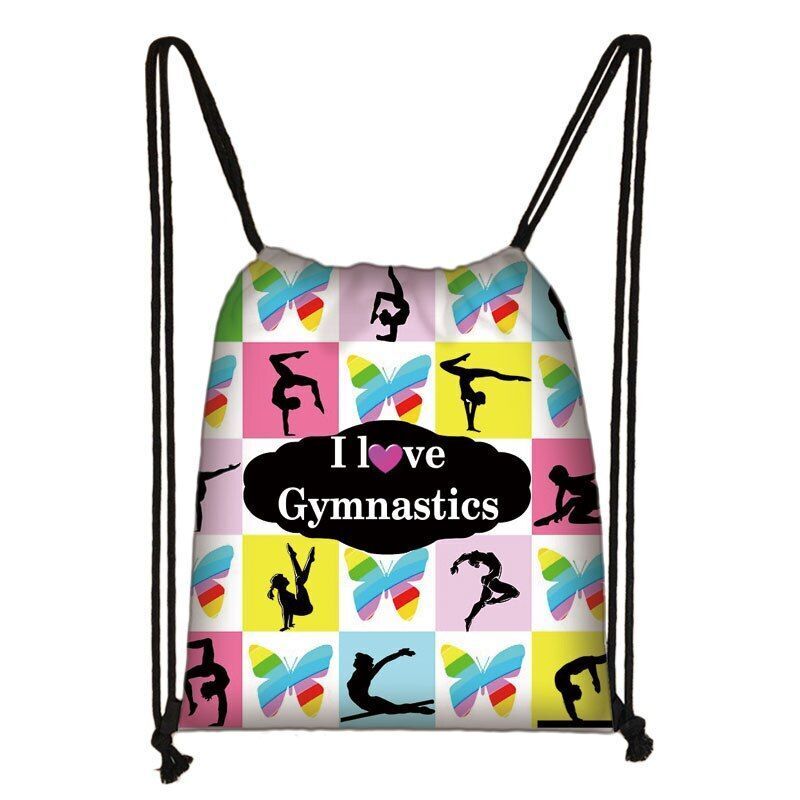 Watercolor Art Print Backpack Drawstring Bag Daypack Gymnast Storage Bag Travel