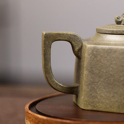 True Yixing Zisha Tea Pot Chinese Character Carved Master Pot 8 Infuser Holes