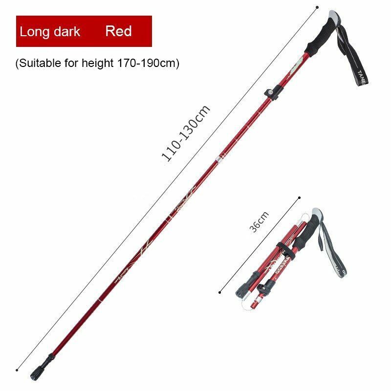 Folding Trekking Pole Portable Walking Stick Outdoor Climbing Hiking Adult Blue