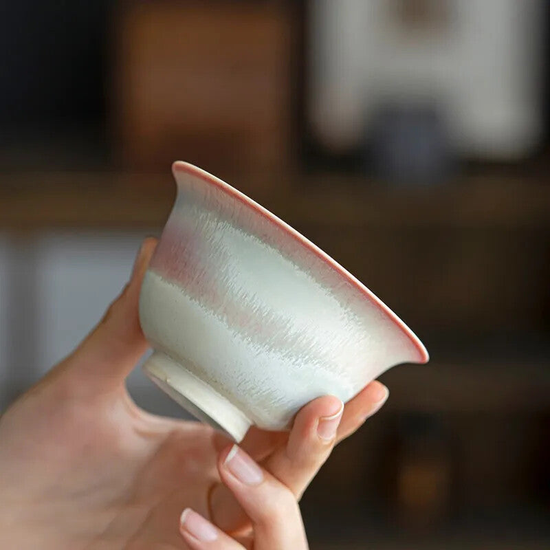 Chinese Kiln Change Pink Gaiwan For Tea Porcelain Jingdezhen Tureen Teaware Set