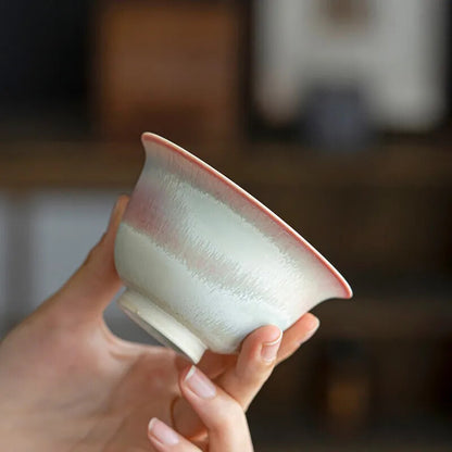 Chinese Kiln Change Pink Gaiwan For Tea Porcelain Jingdezhen Tureen Teaware Set