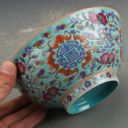 5.8 "Old Chinese Dynasty" Qing Dynasty Enamel Colorful Ruyi Pattern Bowl