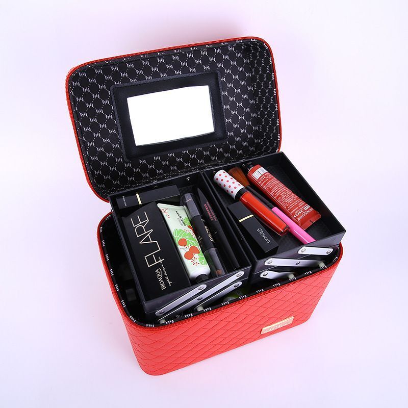 Large Capacity Makeup Cosmetic Bag Multilayer Storage Portable Make Up Suitcase