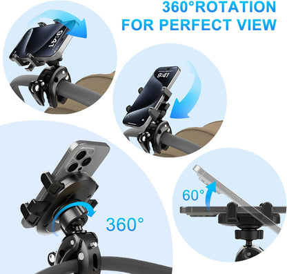 Stroller Phone Holder, Universal Handlebar Phone Mount with 360° Rotation for Go