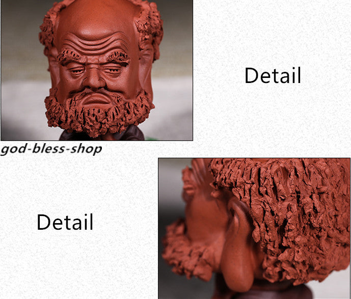 Handmade Bodhidharma Home Decoration Yixing Zisha Tea Pet Tamo Statue Tea Play