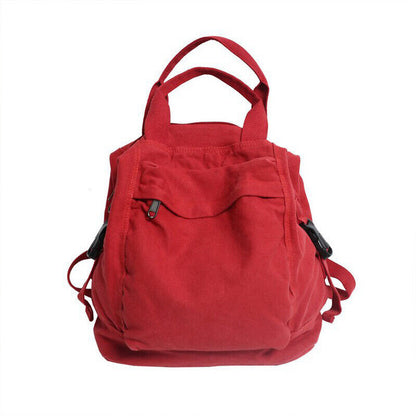 Unisex Students' Retro Backpack Shoulder Bag Schoolbag Solid Color