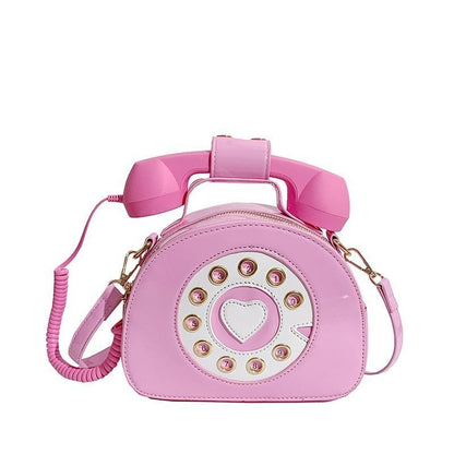Telephone Shape Purse Handbag Shoulder Crossbody Bag Leather Tote Messenger Bag