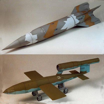 1:24 German V1 and V2 missiles 3D Paper Rockets Paper Model Unassembled Kit