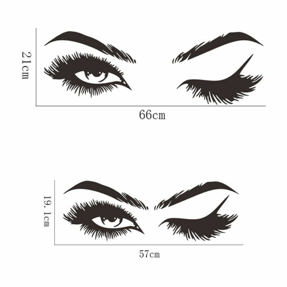 Wall Stickers Vinyl Eyelashes Decals Girls Bedroom Eyebrows Store Beauty Decor