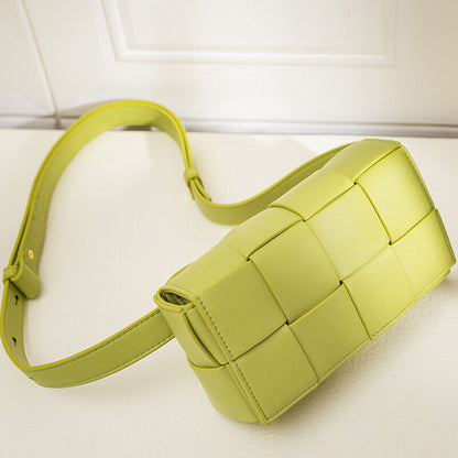 Faux Leather Women's Crossbody Chest Bag Waist Funny Pack Weave Shoulder Bag