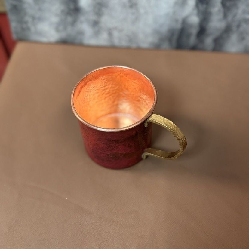 300ml Pure Copper Cup 3.15×2.95in Retro Fire Oxidation Handmade Coffee Mug