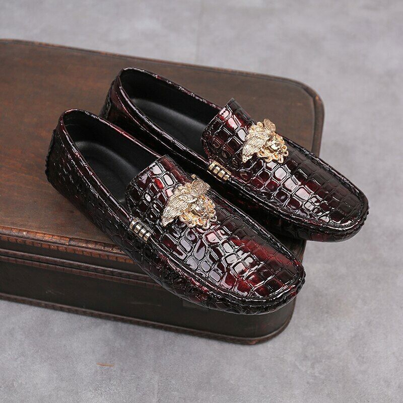 Men's Leather Shoes Loafers Red Flat Shoes Women's Shoes Men's Shoes