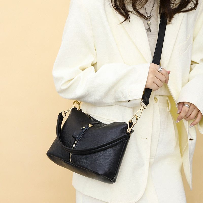 Luxury Handbag Genuine Leather Vintage Tote Shoulder Messenger Purse 25*18*10 CM