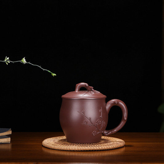 China Yixing Zisha Pottery Purple Clay Handmade 380cc Plum Blossom Teapot