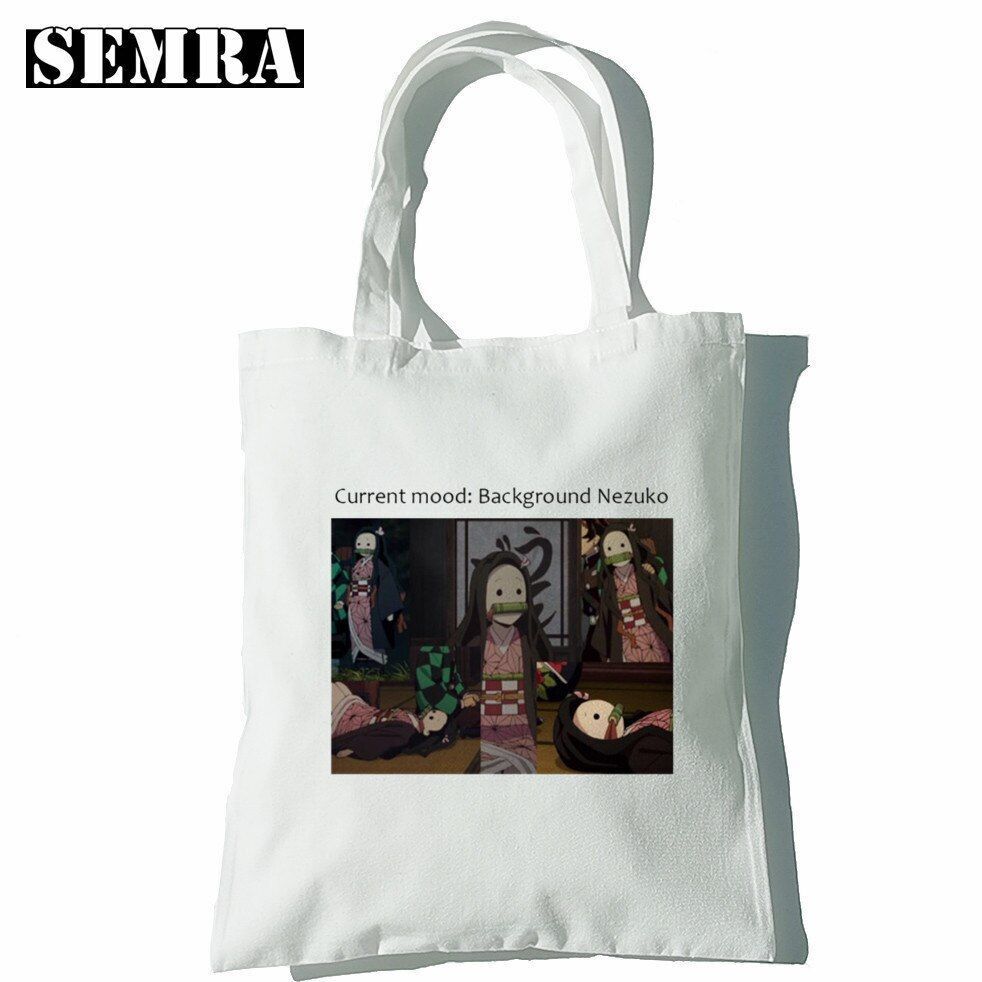 Canvas Tote Shoulder Bag Student Teacher Large Square Purse White / Black Pouch