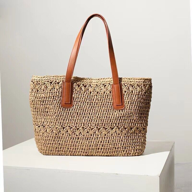 Straw Bag for Womens Summer Beach Bag Woven Tote Bag Large Rattan Shoulder Bag