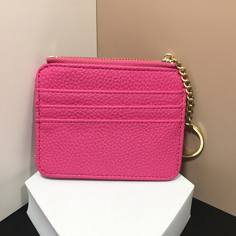 PU Leather Zipper Card Bag ID Card Slot Card Bag Coin Purse Card Case Portable