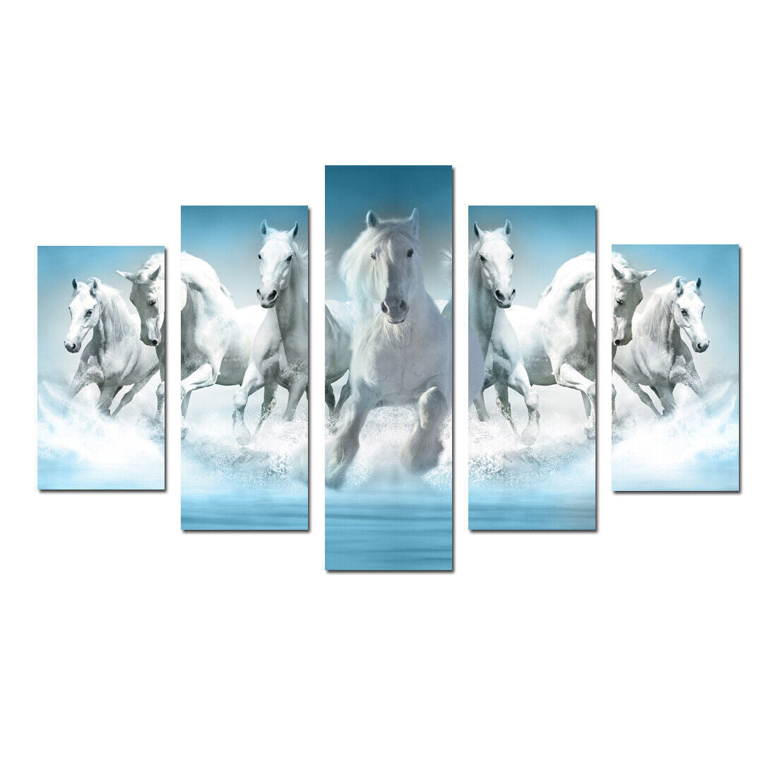 Galloping Horses Running Animal 5 Pieces Canvas Print Wall Art Picture Home Deco