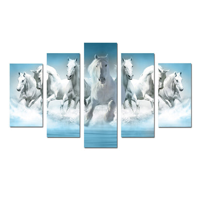 Galloping Horses Running Animal 5 Pieces Canvas Print Wall Art Picture Home Deco