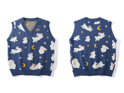 Knitted Sweater Vest Sleeveless Top Men Women Tank Oversize Pullover Clothes