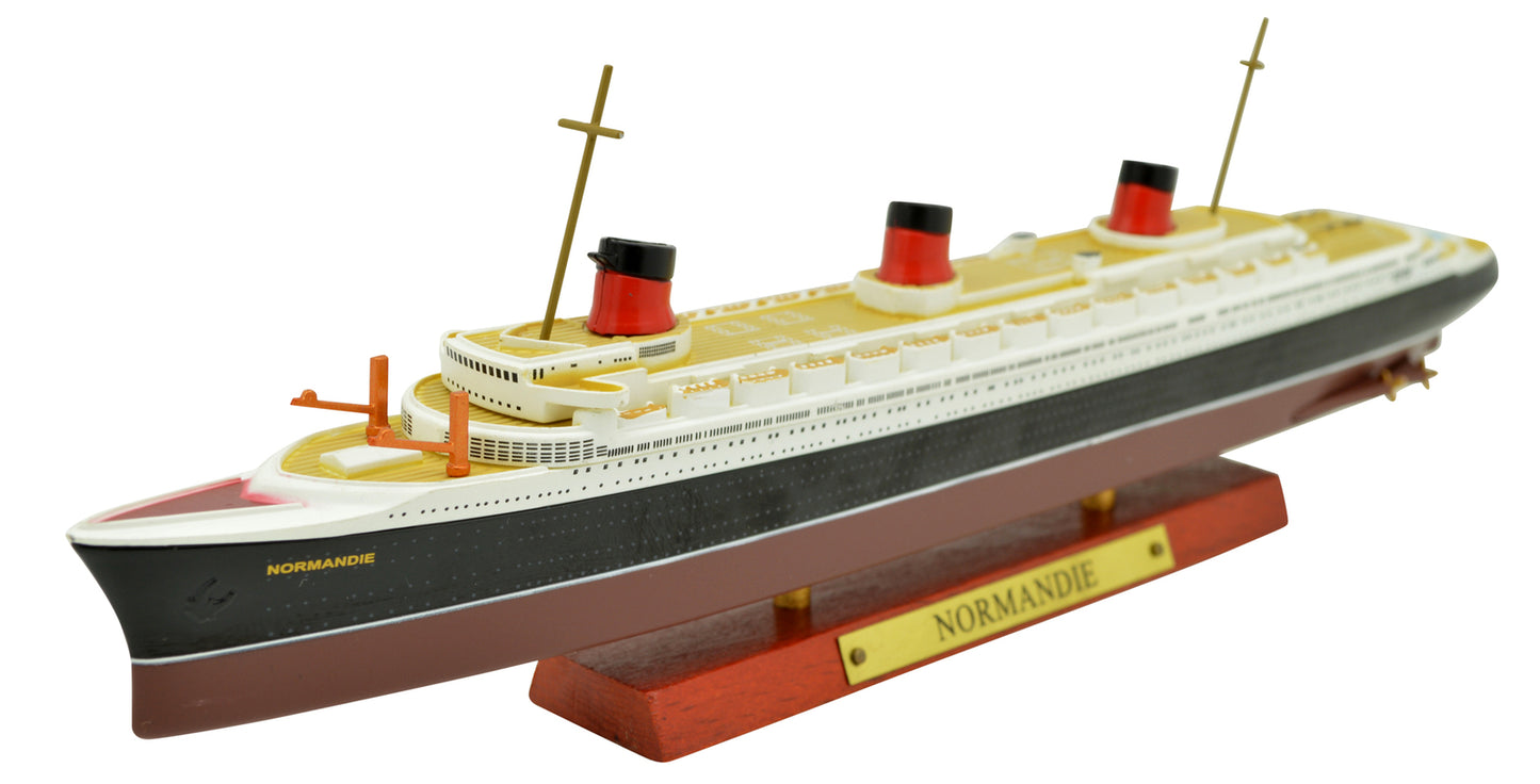ATLAS 1:1250 Normandie Cruise Ship Model With Solid Wood Base Boat Toy Finished