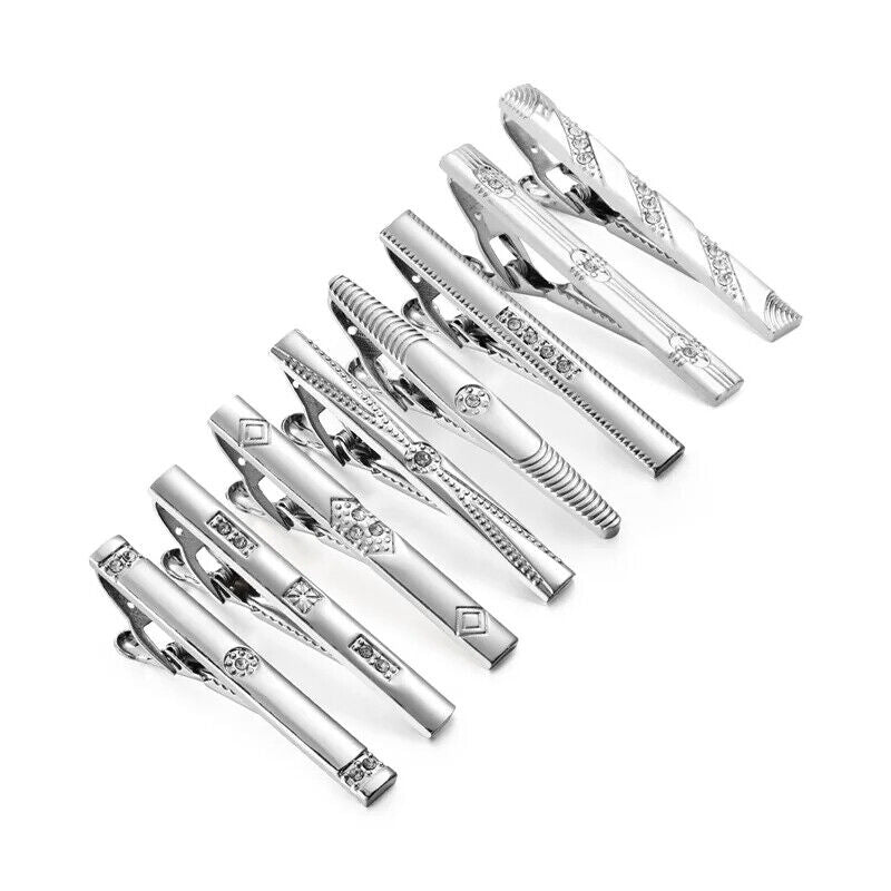 Tie Clips 8Pcs Copper Short Pins Set W/ Gift Box Accessories Men Shirt Cufflinks