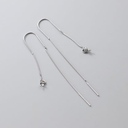925 Sterling Silver Threader Ear Thread Earrings with Peg Cap DIY Findings
