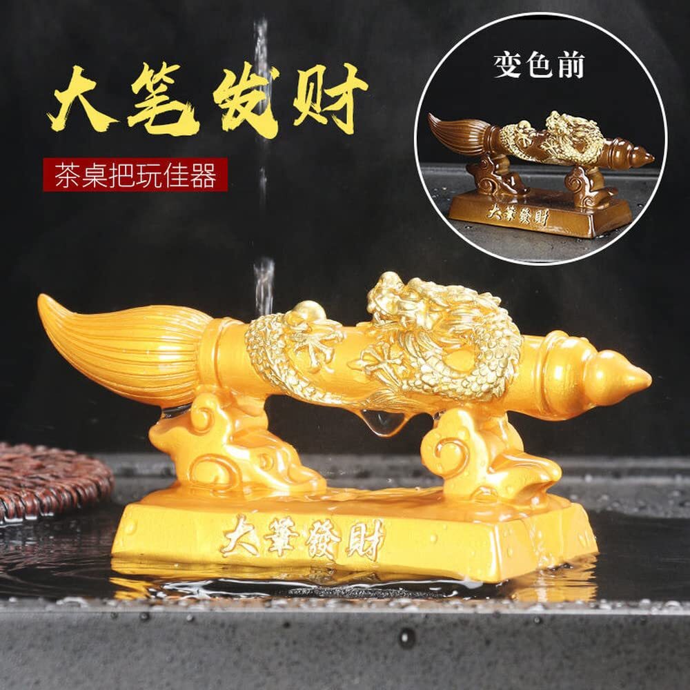 14.7cm Resin Color Changing Writing Brush Tea Pet Decor Creative Kung Fu Tea Set