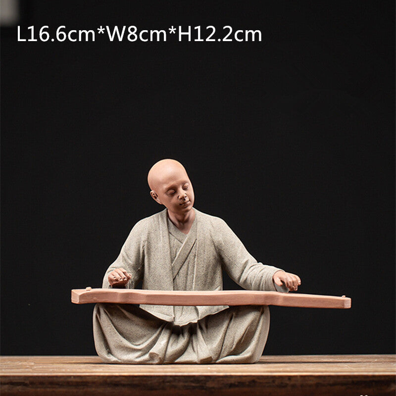 Handmade Tea Pet Home Ornaments Monk Statue Safety Good Luck Tea Tray Decoration
